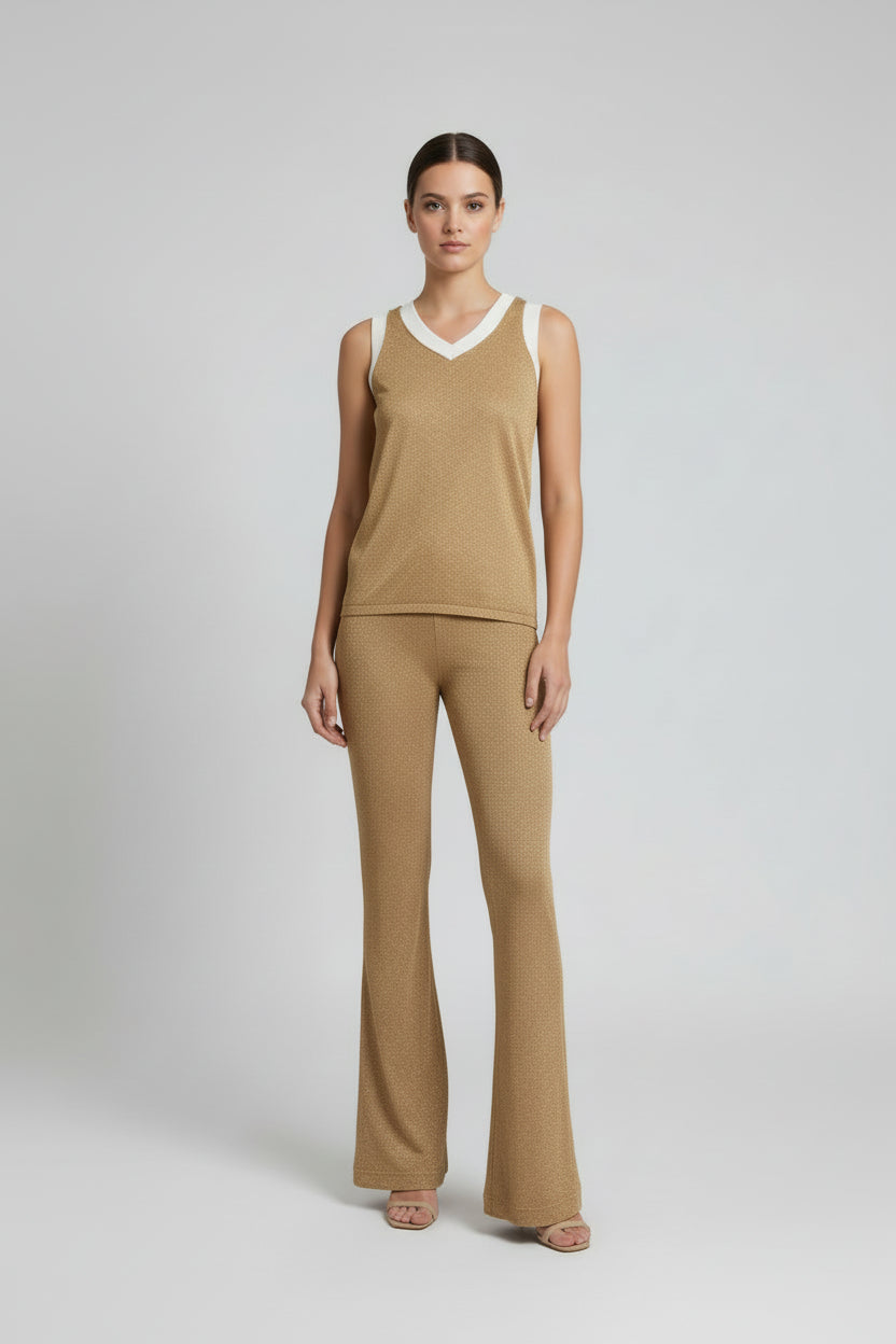 Calça de malha flared lisa Ref. 039918