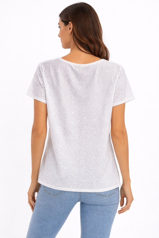 Short sleeve broderie anglaise T-shirt
