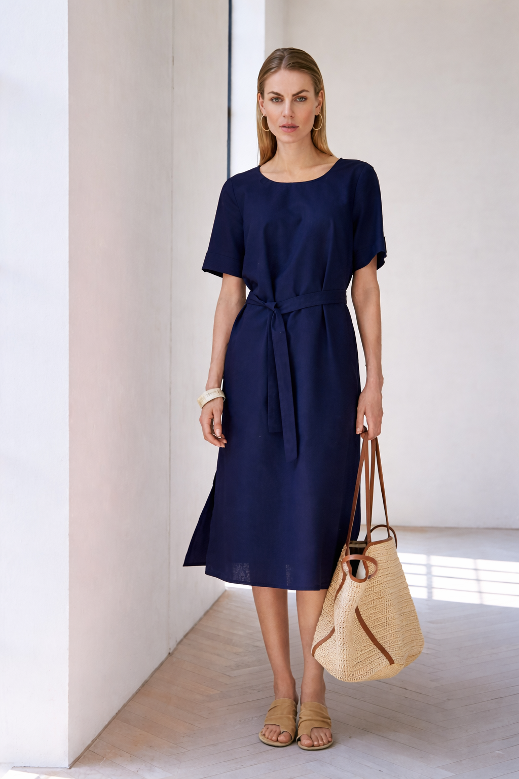 Linen midi dress