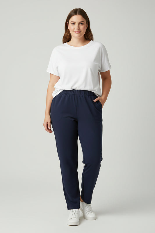 Plain straight-leg trousers with waistband Ref. 2001395