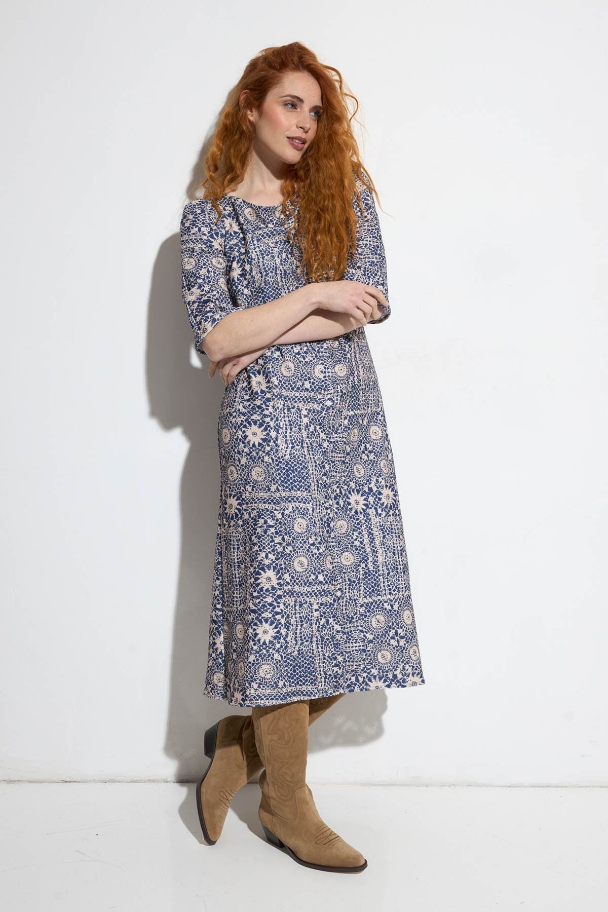 Vestido midi com padrão Ref. 373134