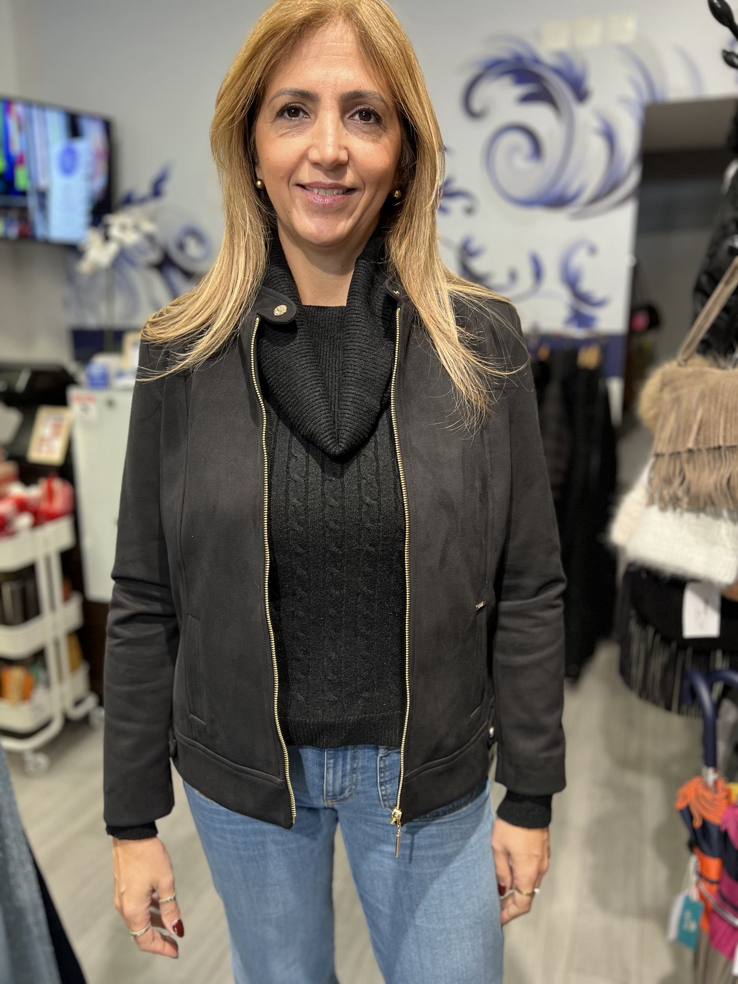 Casaco liso de suede Ref. 376820