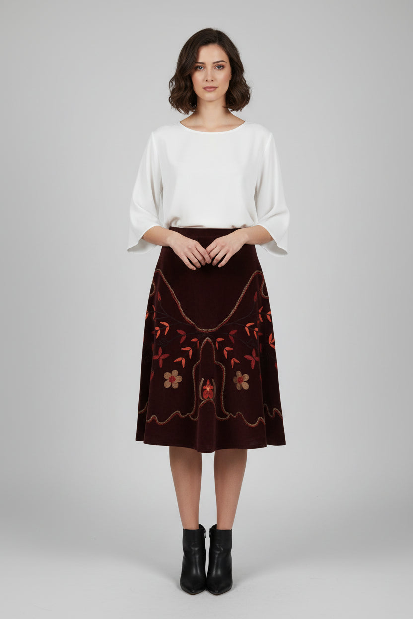 Embroidered velvet skirt Ref. 4100201