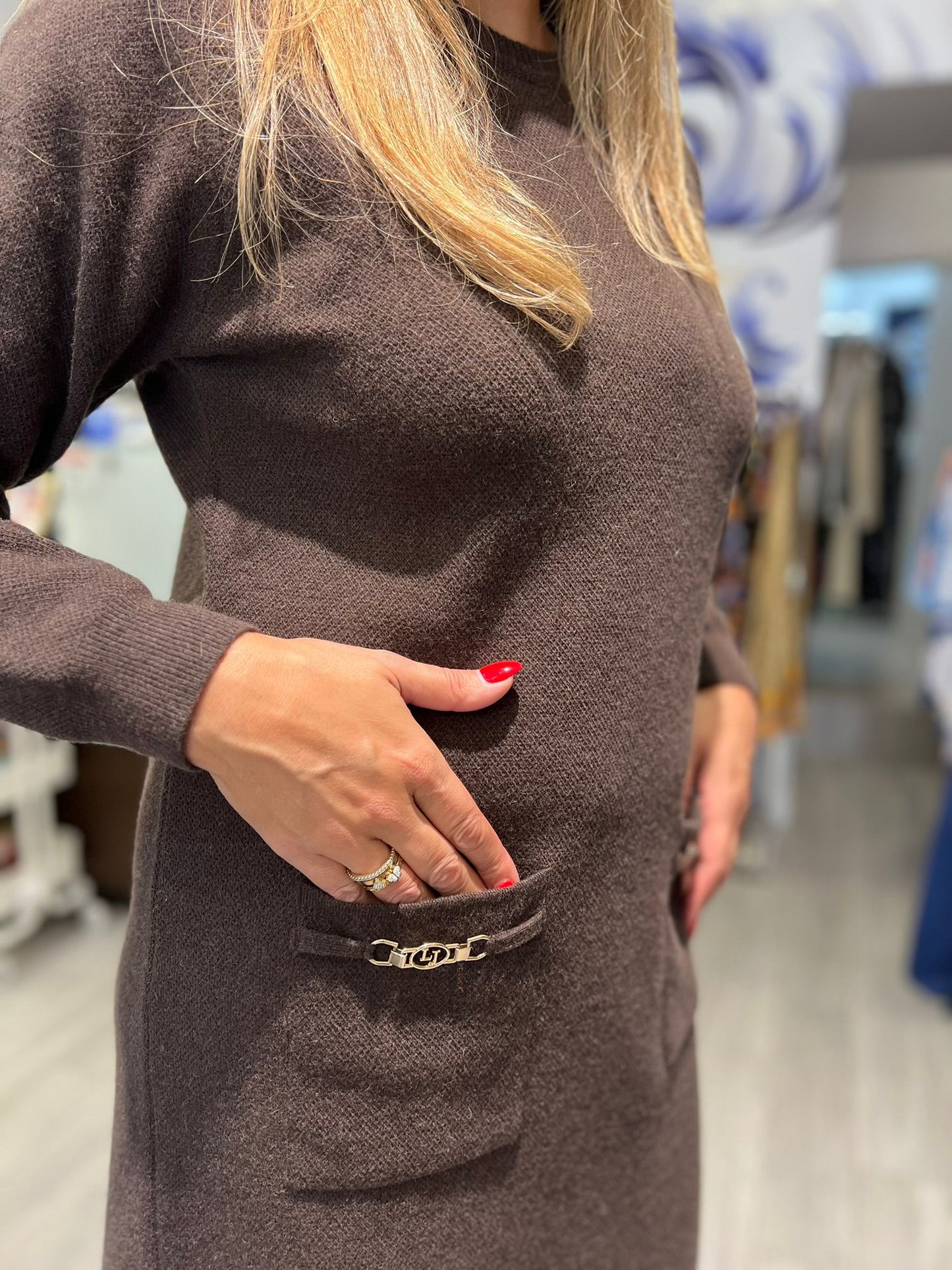 Vestido midi liso de Lã Ref. 251613