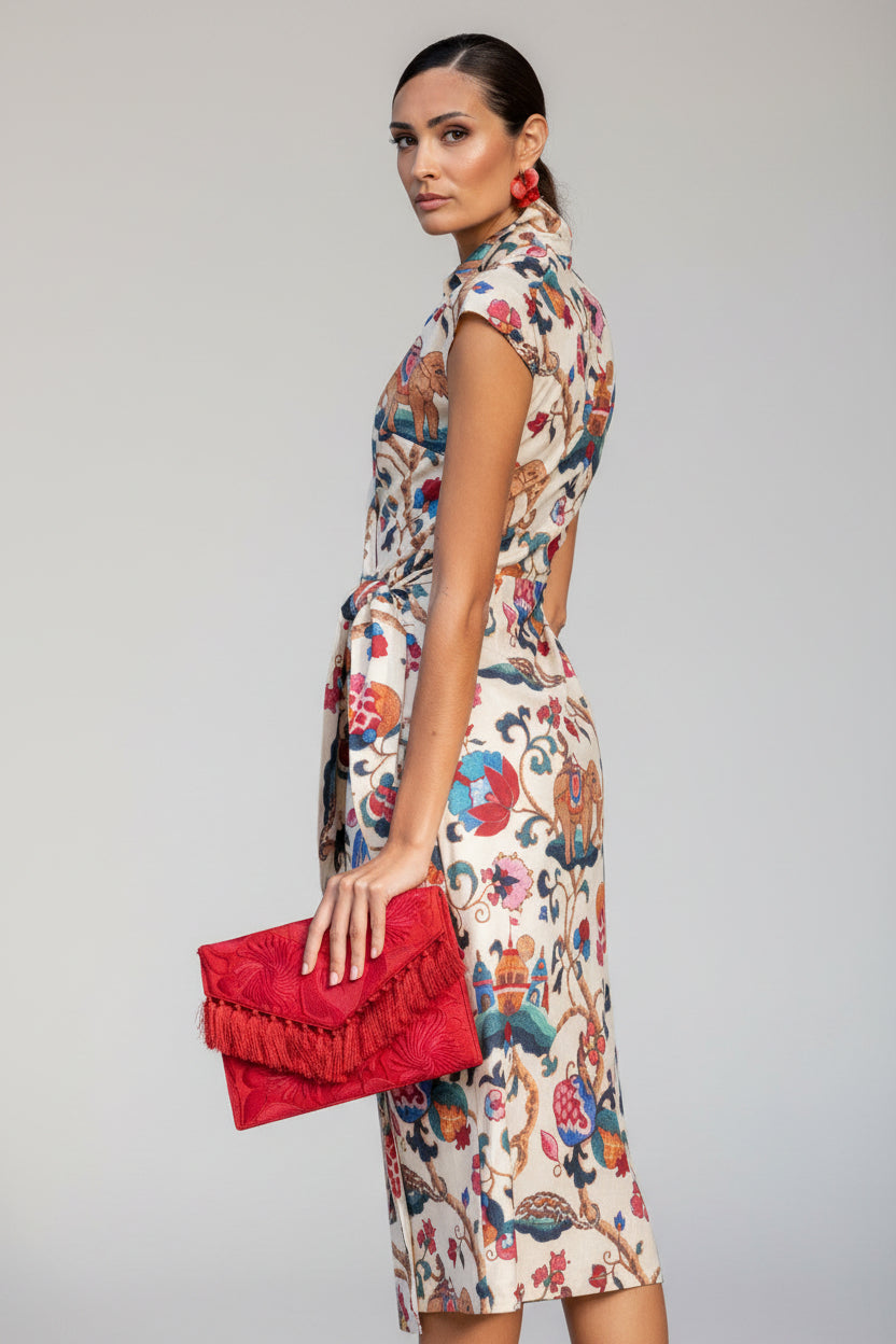 Vestido midi com padrão Ref.2532532