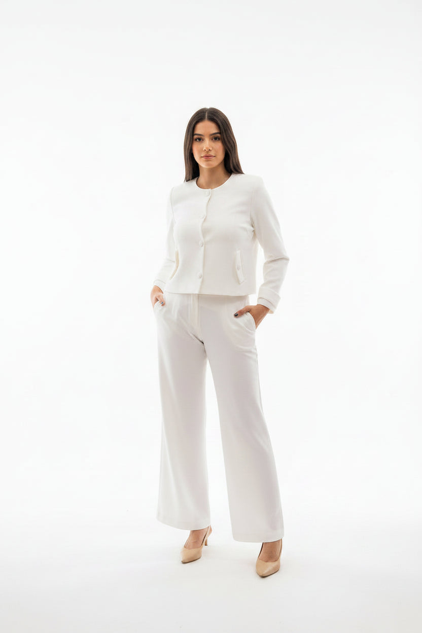 Calça pantalona lisa
