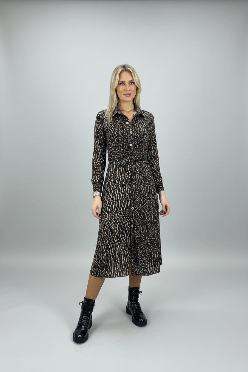 Vestido midi camiseiro com padrão Ref. 21351