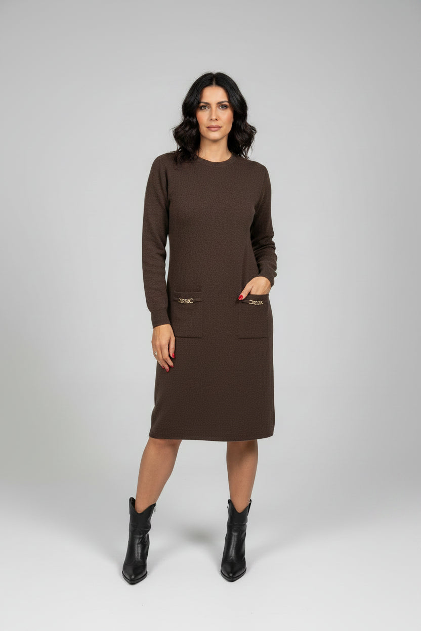 Vestido midi liso de Lã Ref. 251613