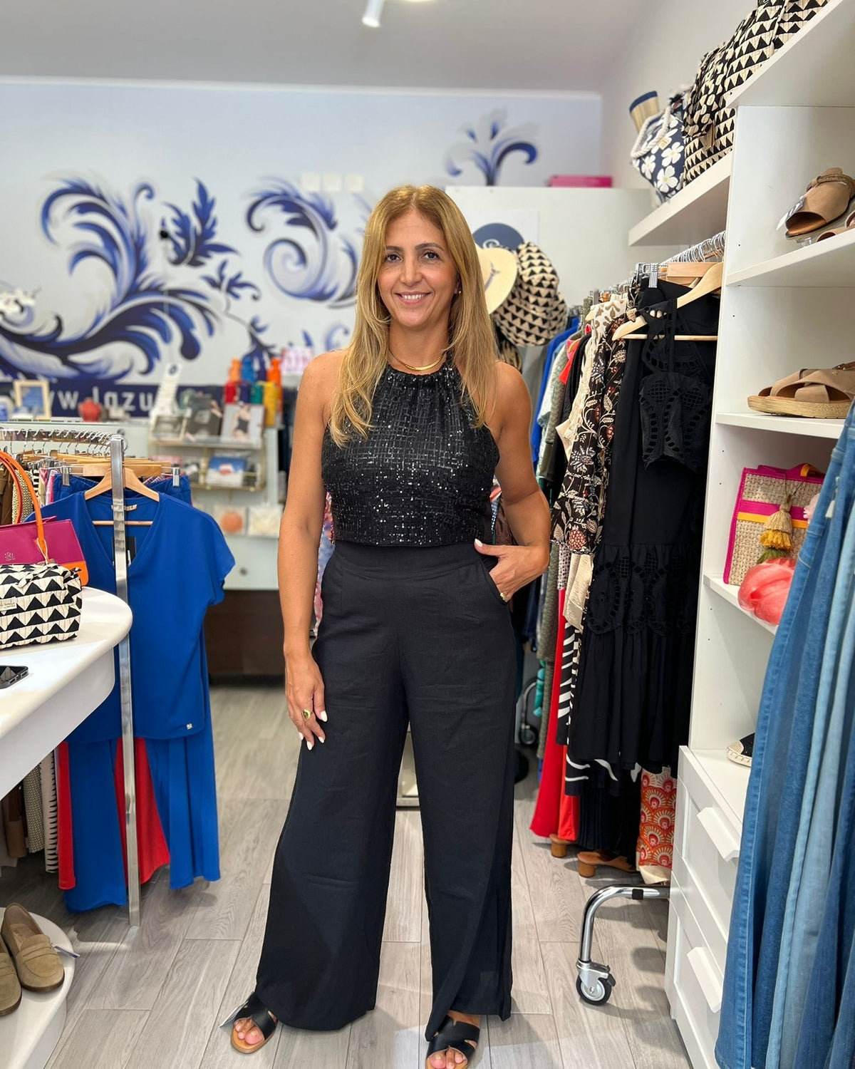 Top em linho com lantejoulas Ref. 250901