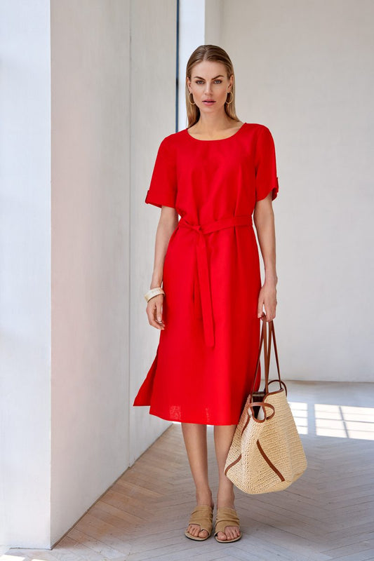 Vestido midi de linho