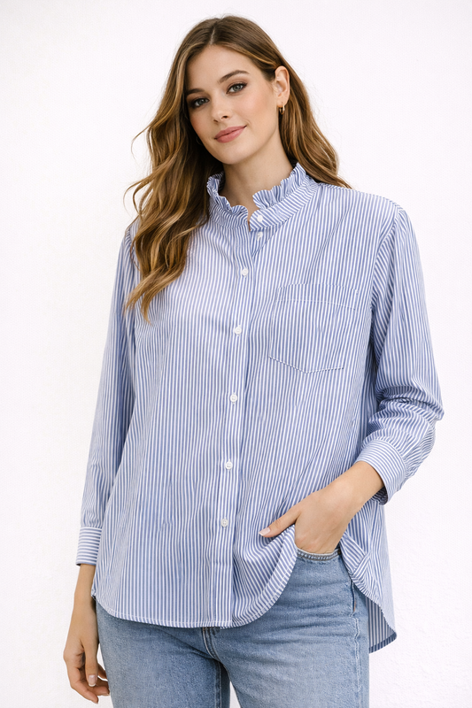 Striped shirt dress with ruffles Ref. 16118
