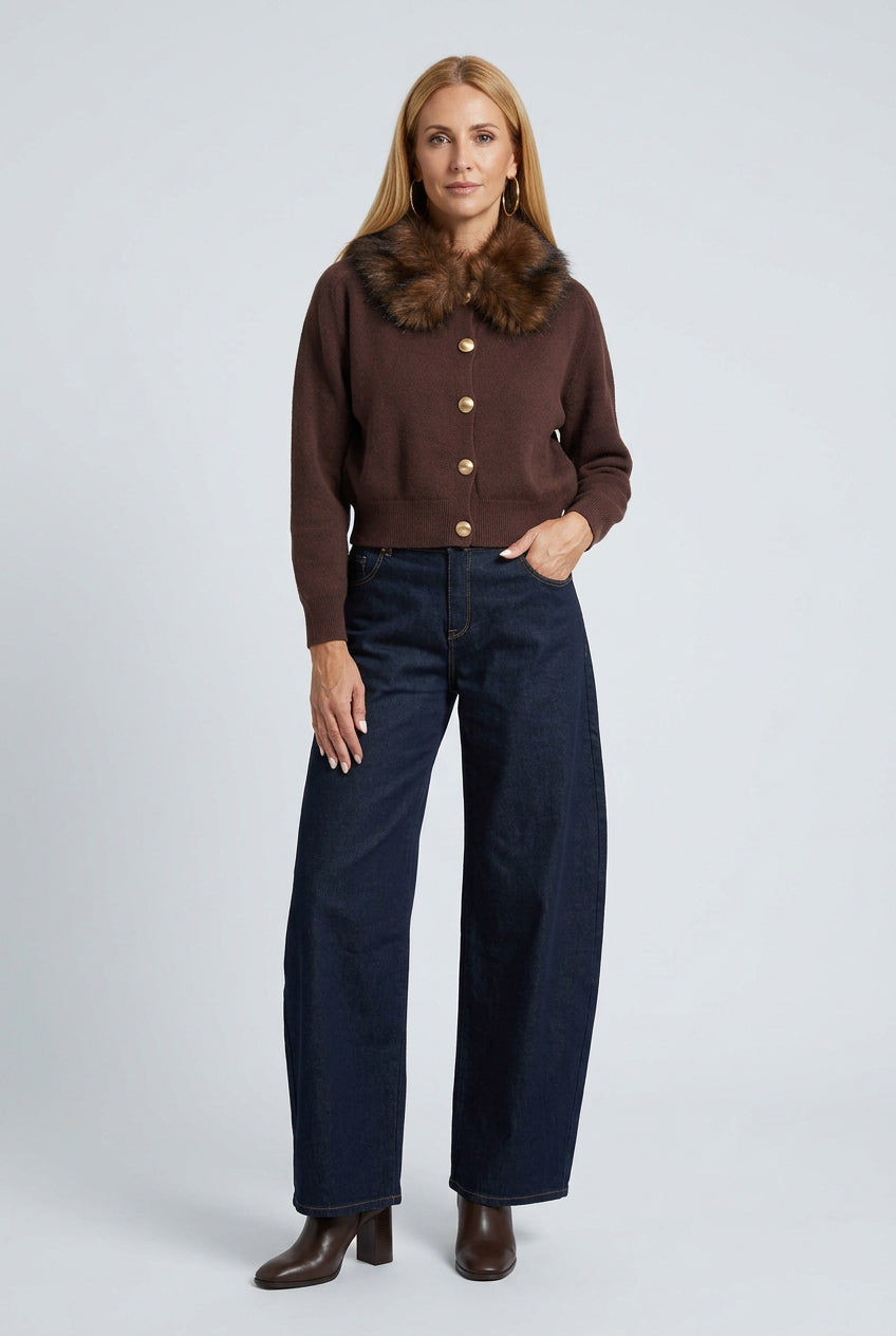 Cardigan com pelo