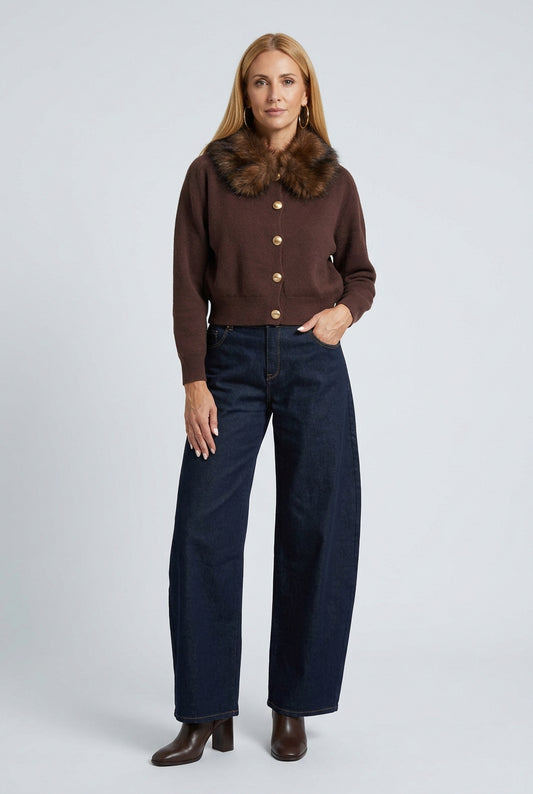 Cardigan com pelo