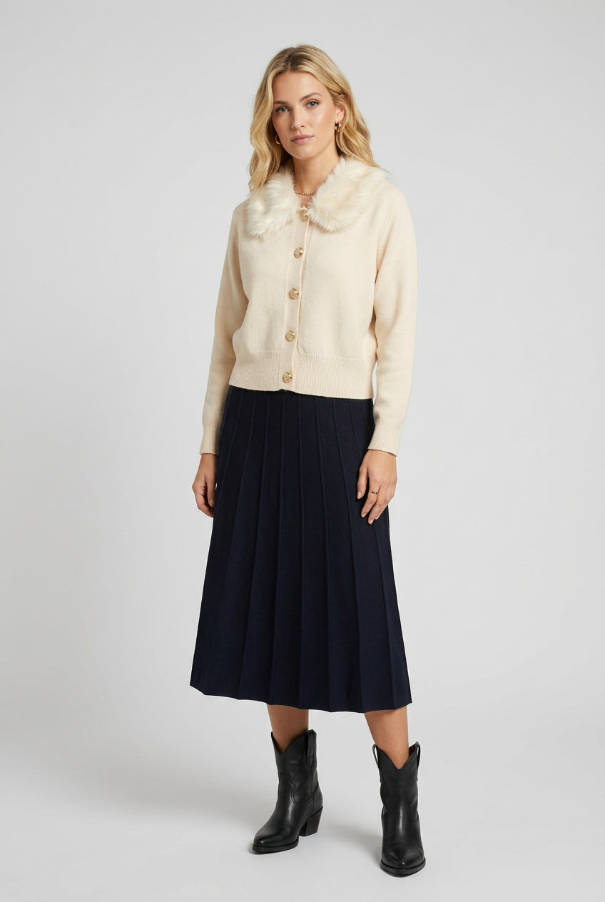 Cardigan com pelo
