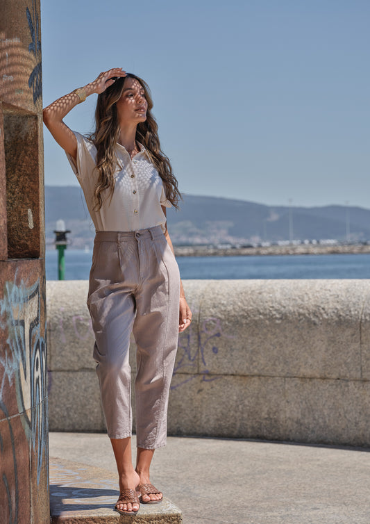 Calça slouchy de linho