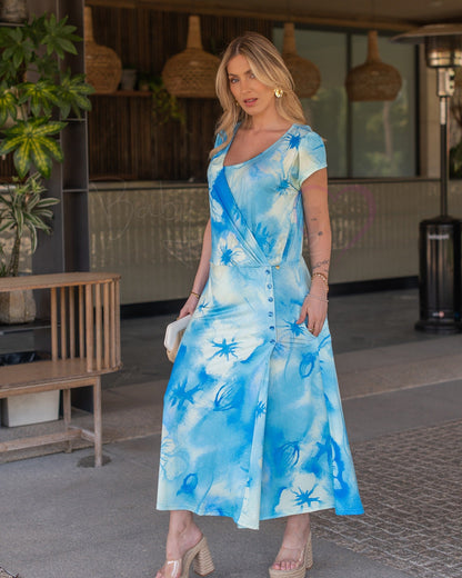 Midi dress with pattern