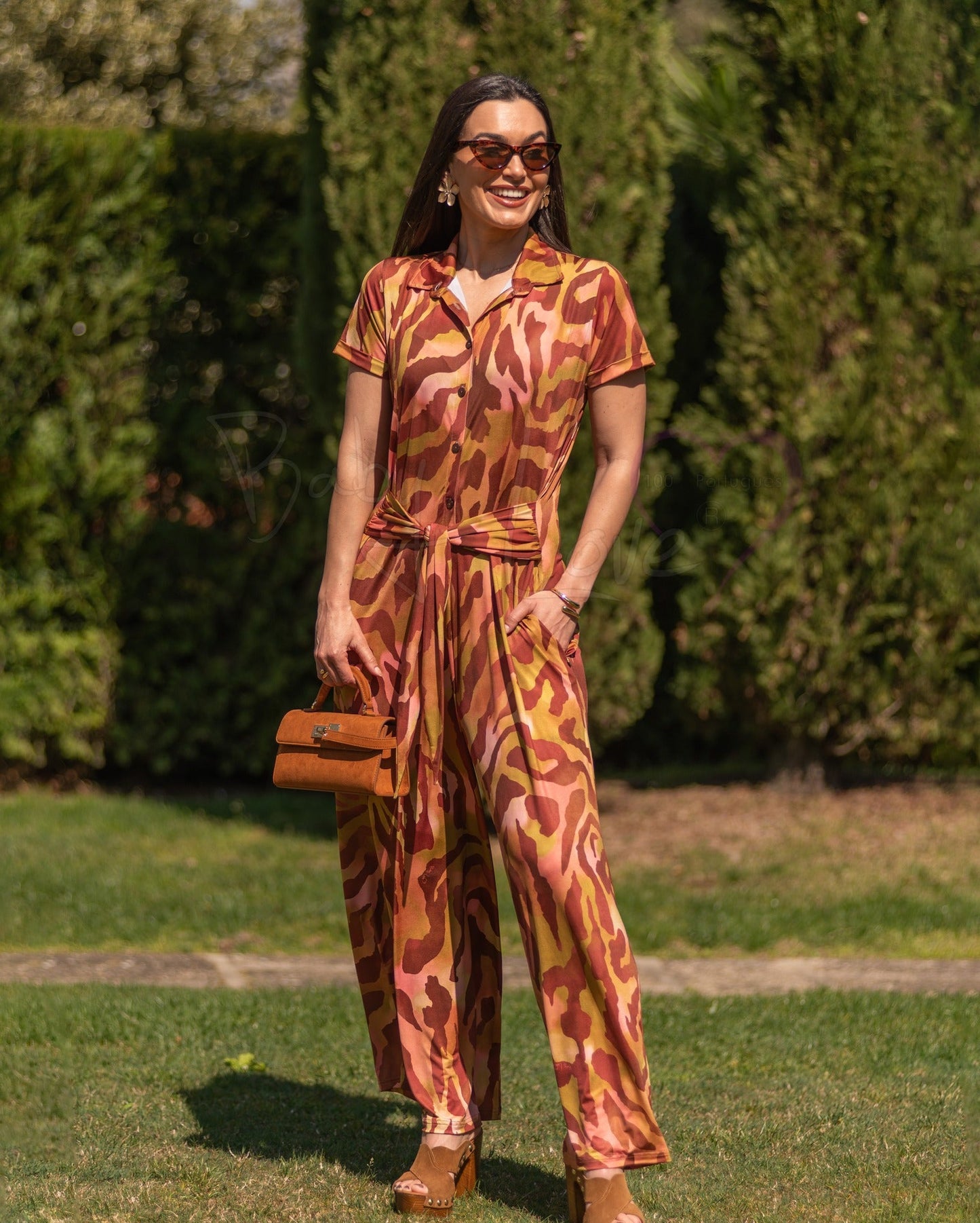 Long jumpsuit with pattern