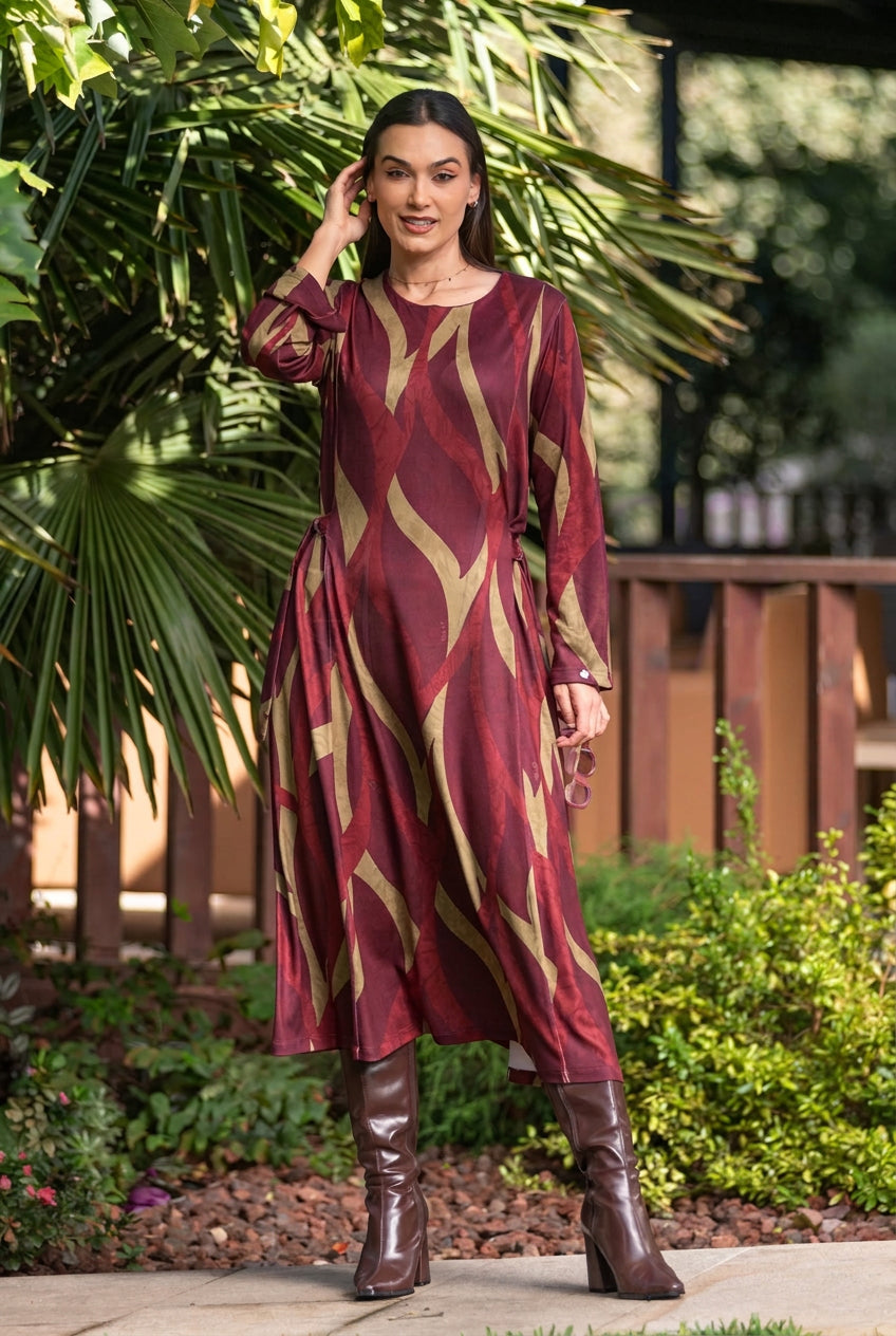 Vestido midi com padrão