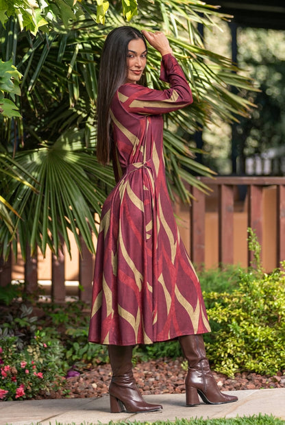 Vestido midi com padrão