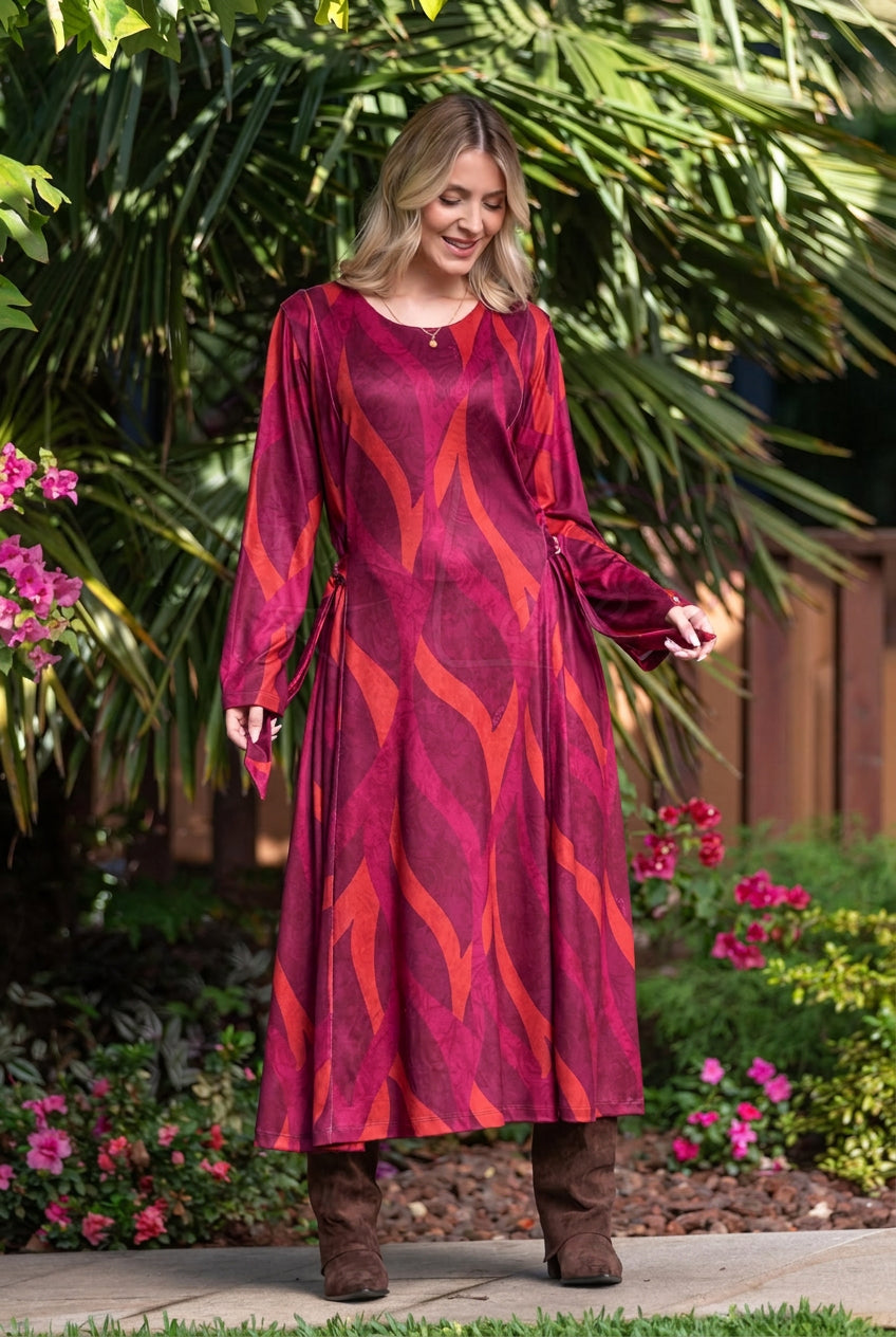 Vestido midi com padrão