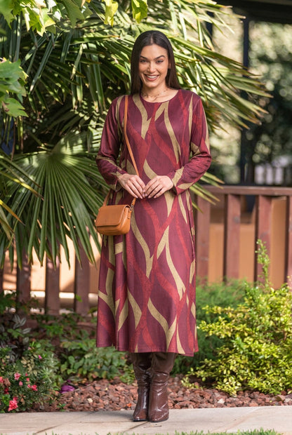 Vestido midi com padrão
