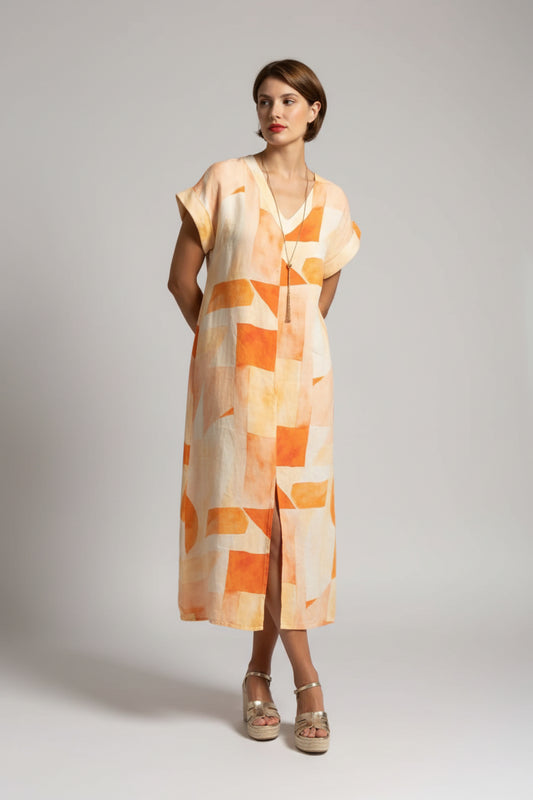 Vestido midi com padrão