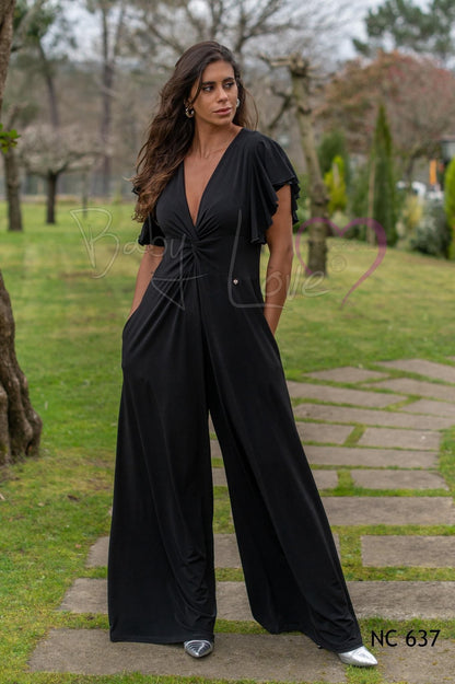 Long, plain jumpsuit with knot detail, Ref. 244637