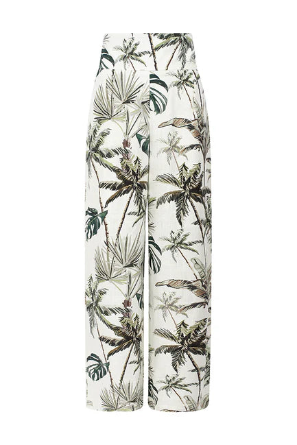 Linen palazzo pants with pattern Ref. 250572