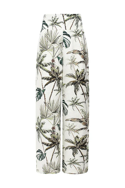 Linen palazzo pants with pattern Ref. 250572