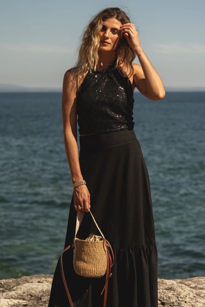 Linen sequinned top Ref. 250901