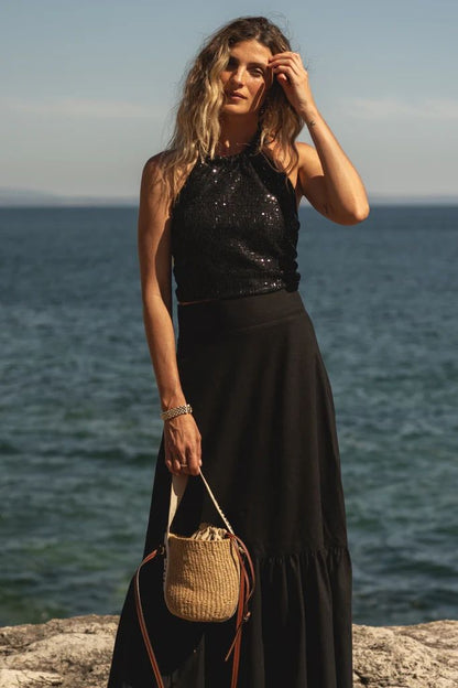 Linen sequinned top Ref. 250901