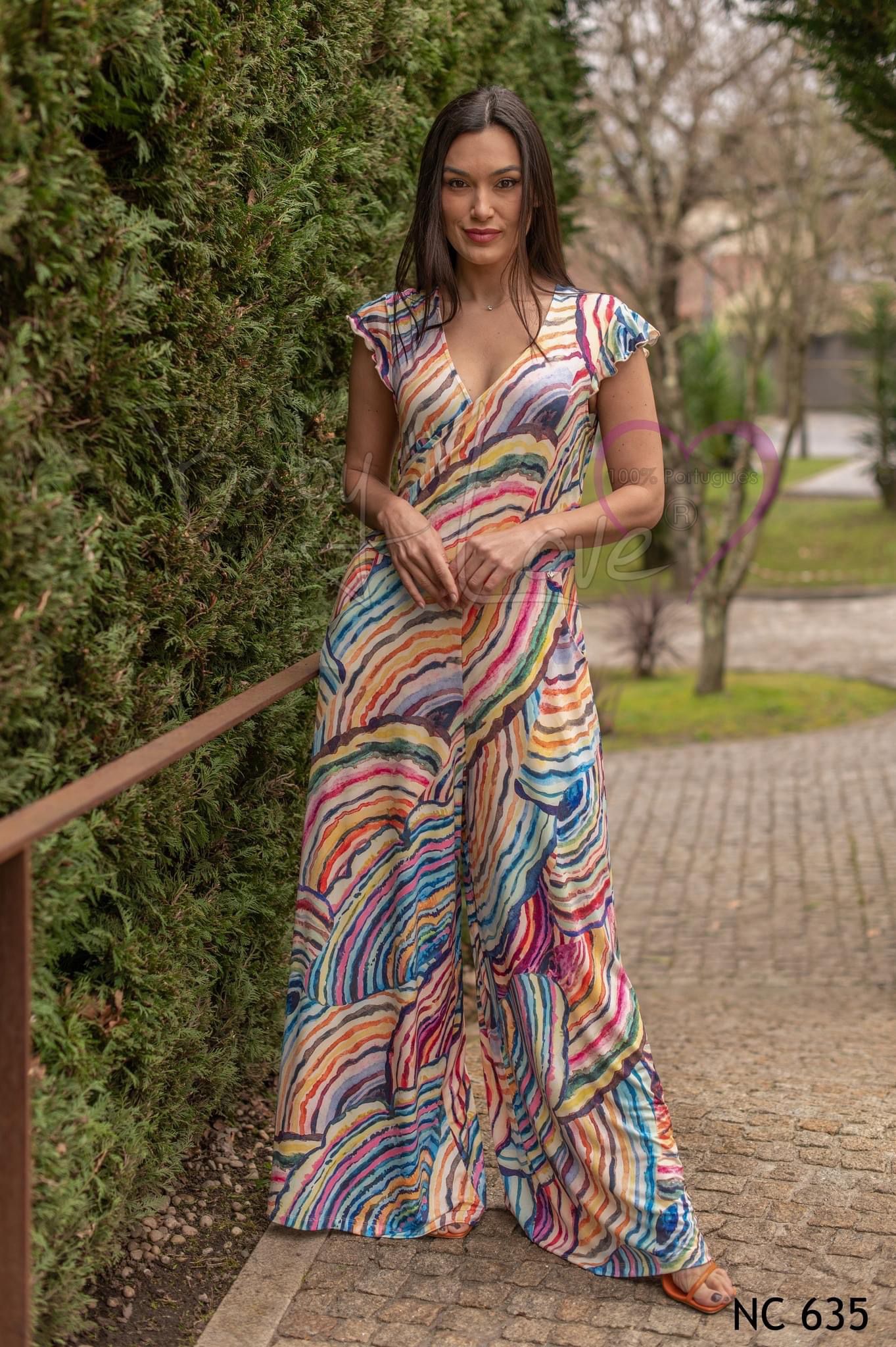 Long wrap jumpsuit with pattern Ref. 244635