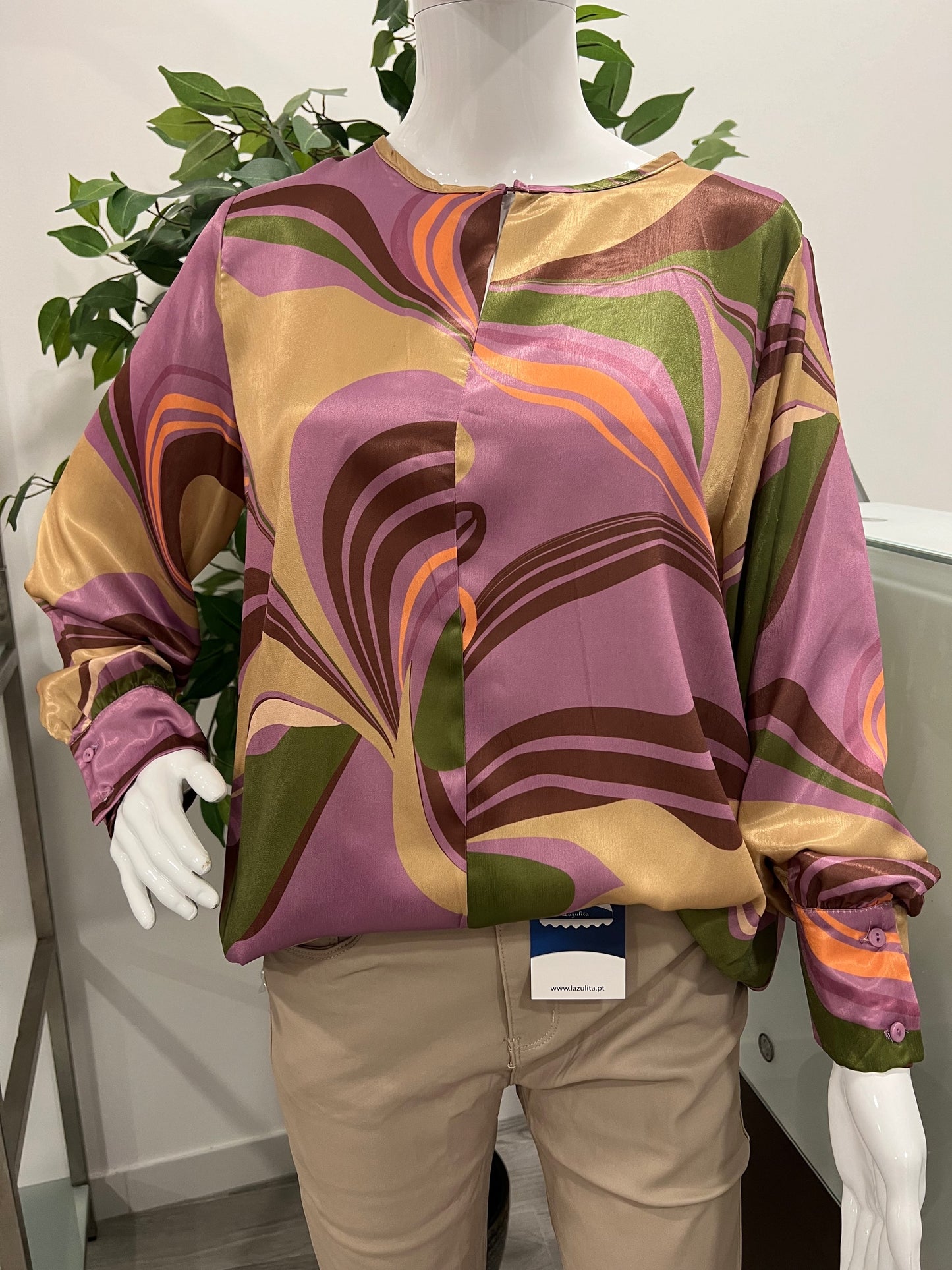 Blusa com padrão e manga longa Ref. 1234016