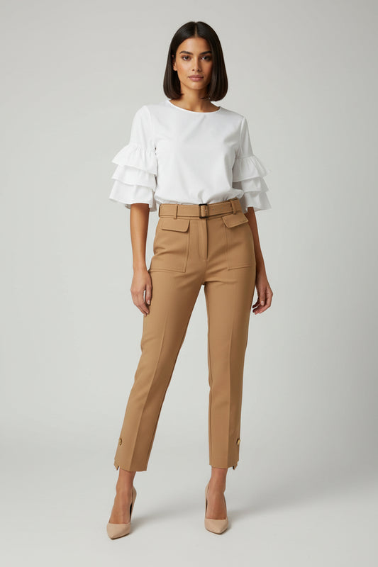 Straight leg trousers with belt Ref. 240201
