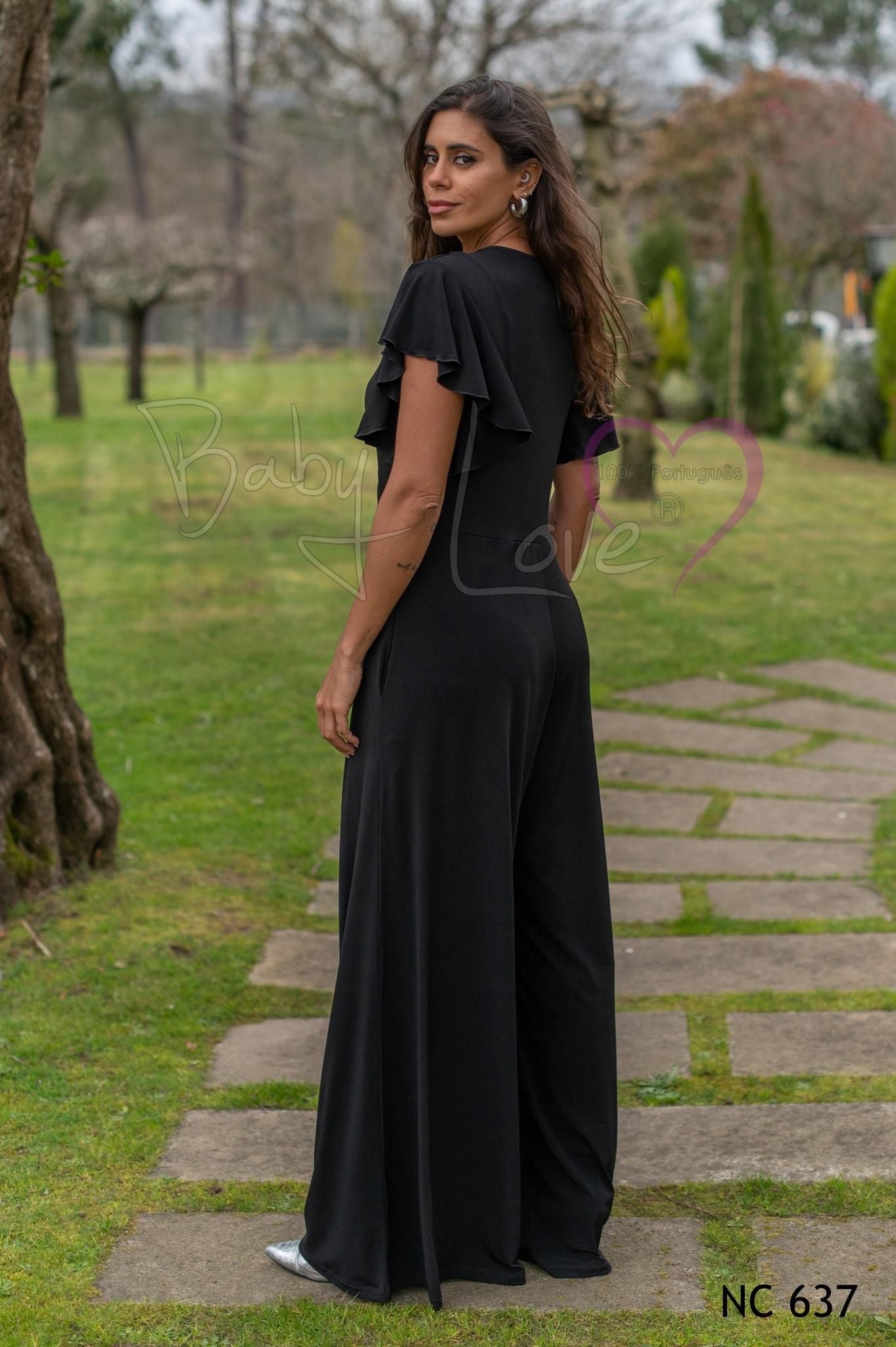 Long, plain jumpsuit with knot detail, Ref. 244637