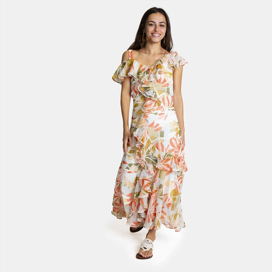 Vestido midi com padrão