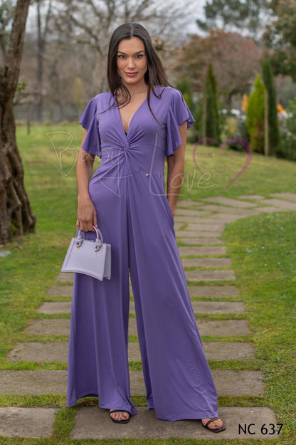 Long, plain jumpsuit with knot detail, Ref. 244637