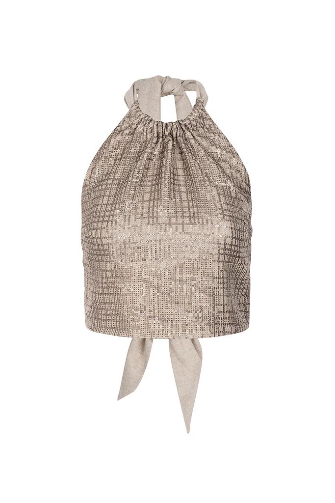 Linen sequinned top Ref. 250901