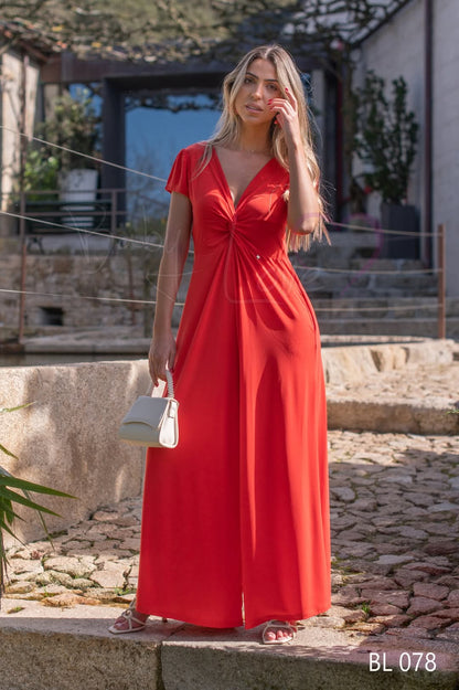 Long, plain jumpsuit with knot detail, Ref. 244637
