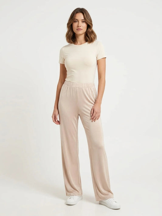 Plain wide-leg trousers