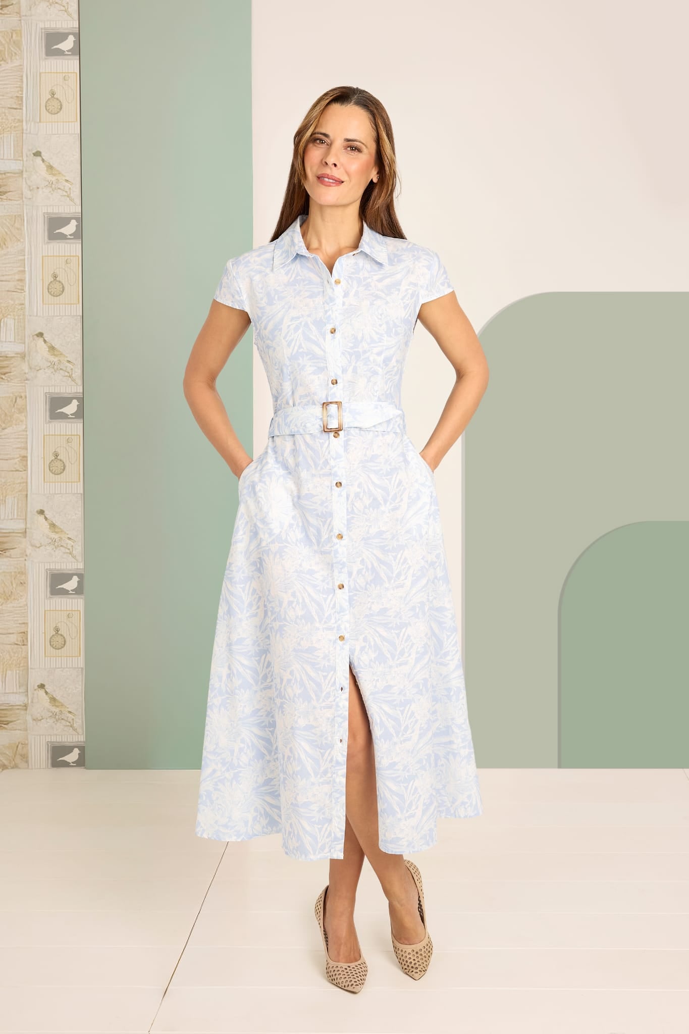 Midi dress with pattern
