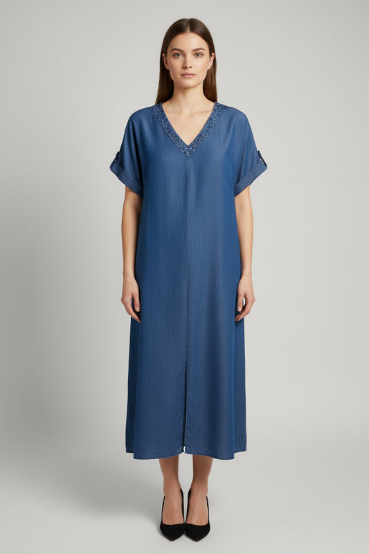 Vestido midi liso