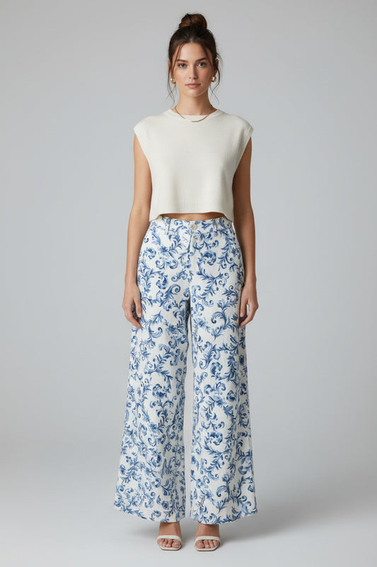 Calça de linho com padrão