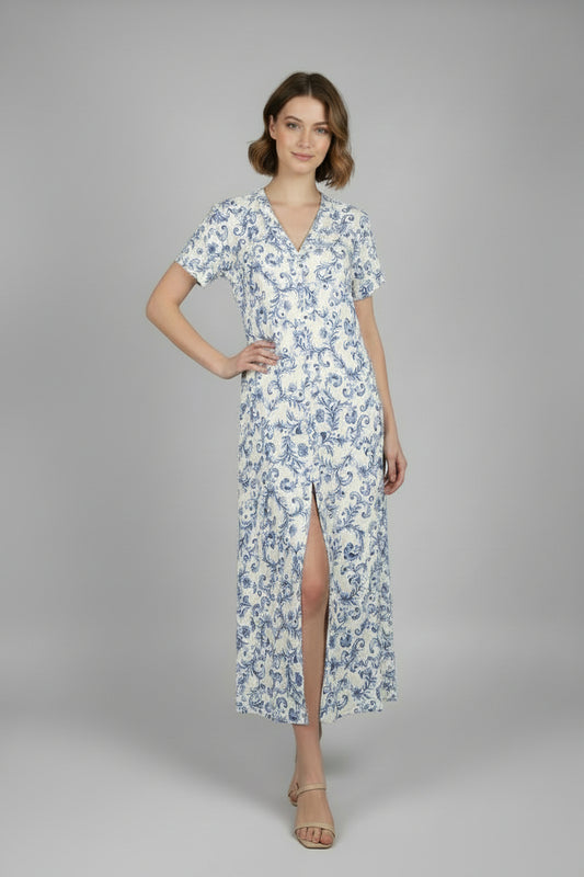 Vestido midi com padrão