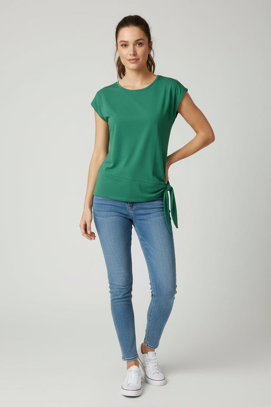 Blusa lisa com pormenor de nó