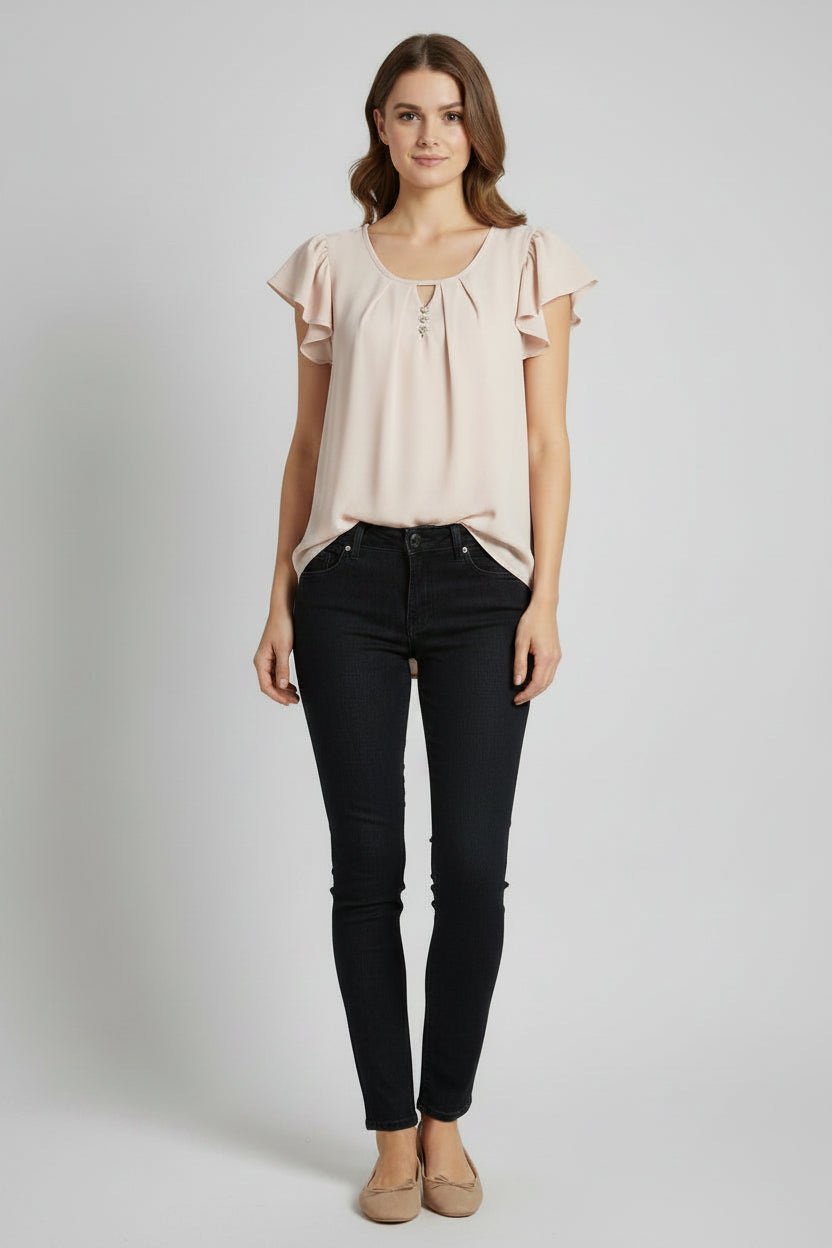 Blusa lisa com pormenor