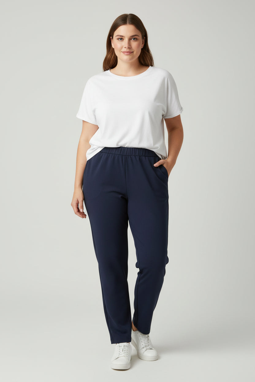 Plain straight-leg trousers with waistband Ref. 2001395
