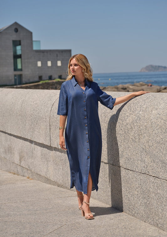 Vestido midi camiseiro