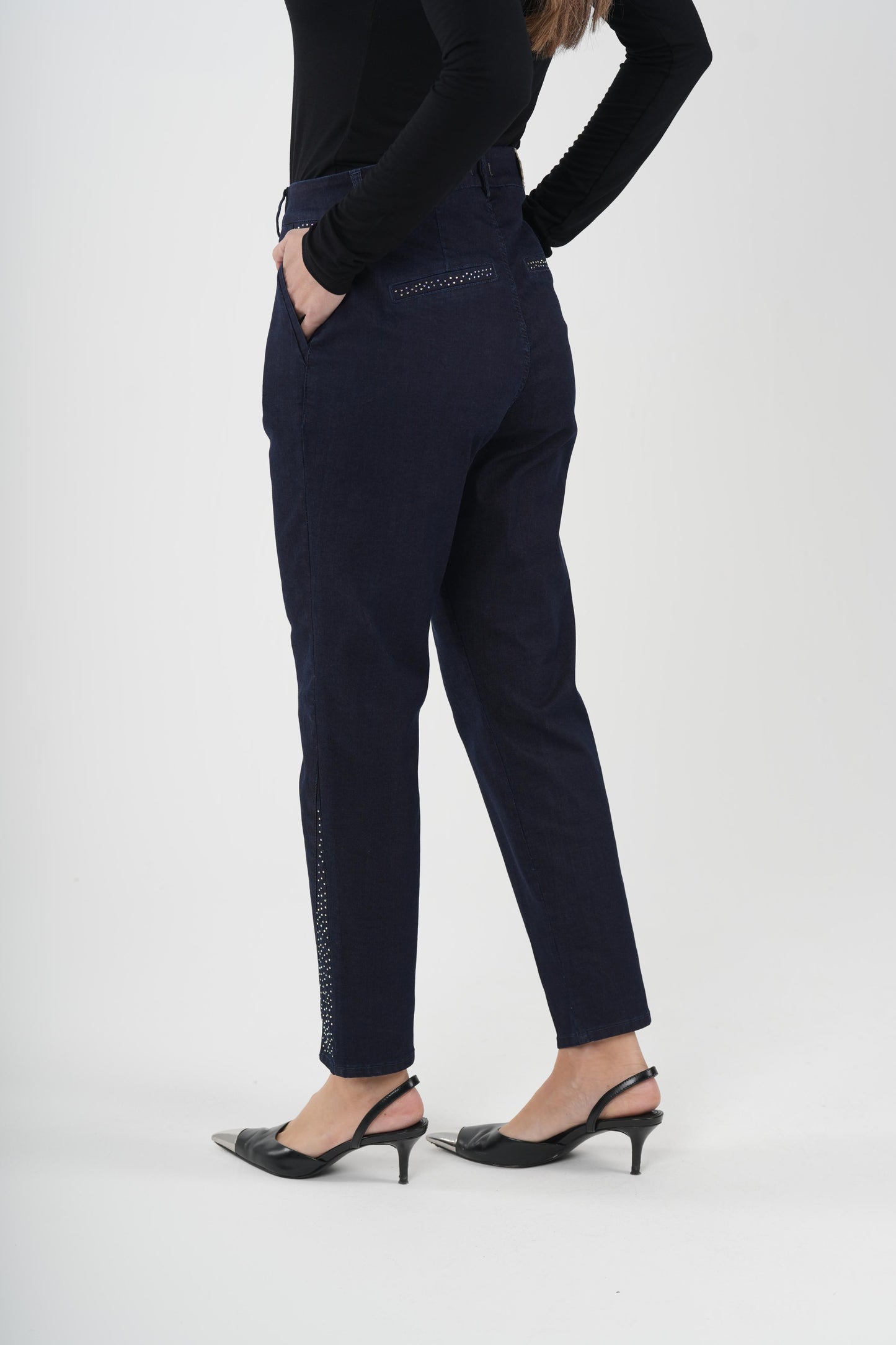 Calça chino com brilhantes Ref. 421076