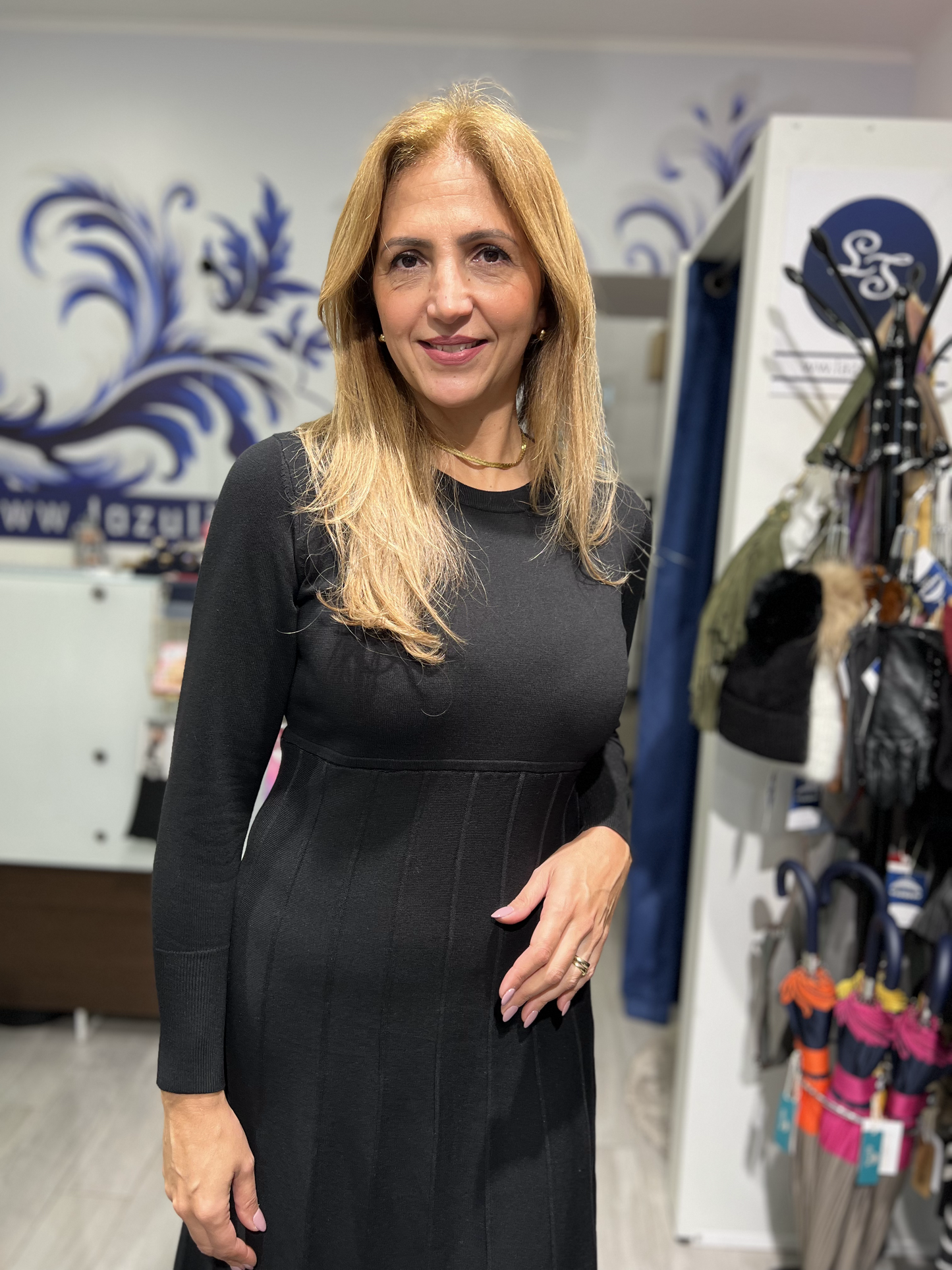 Vestido midi liso de malha Ref. 115931